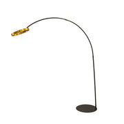 Lampada da terra in acciaio dorato lucido e acciaio nero