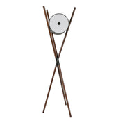 Lampada da terra in legno rivestita in similpelle nera e noce scuro
