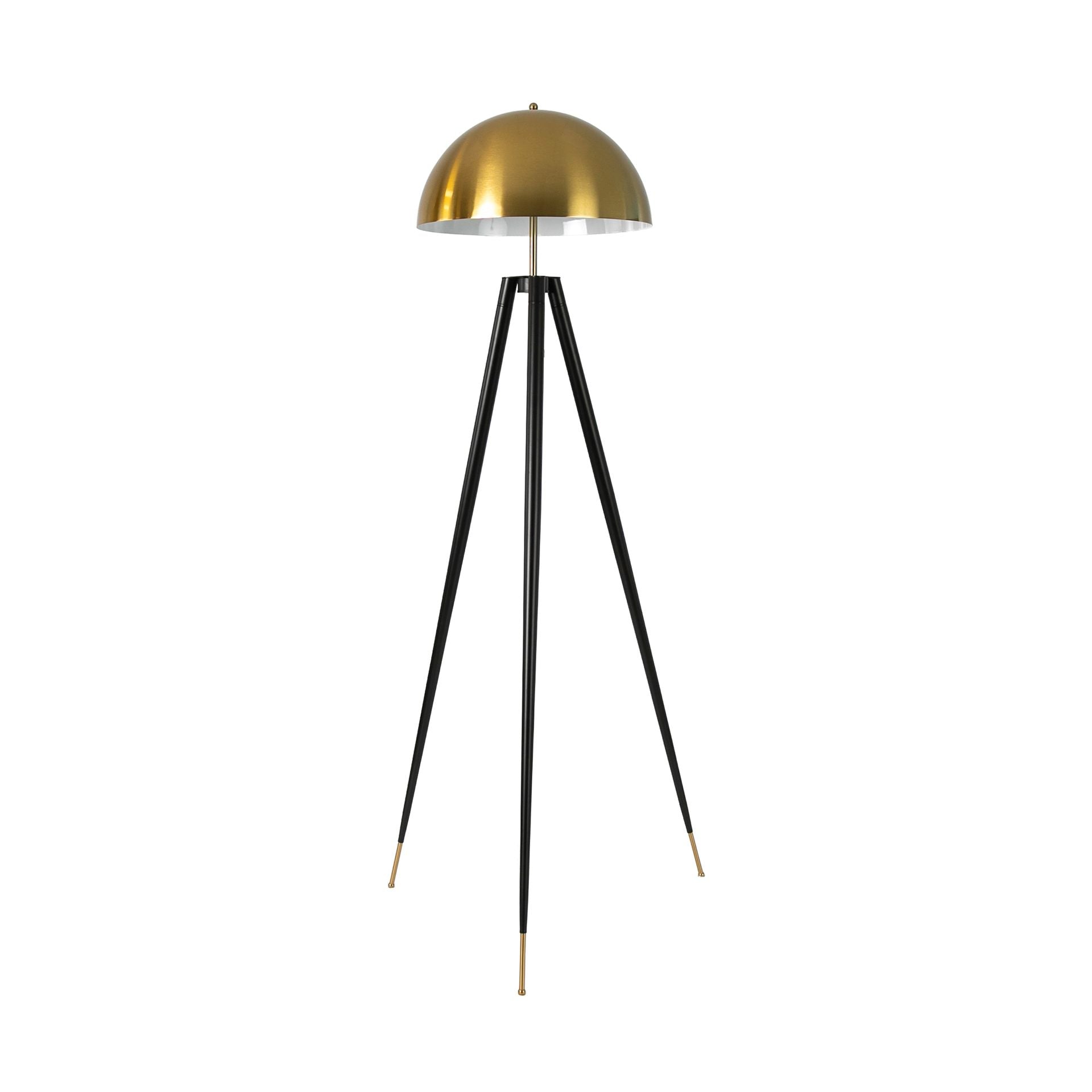 Lampada da terra in acciaio lucido dorato e acciaio nero