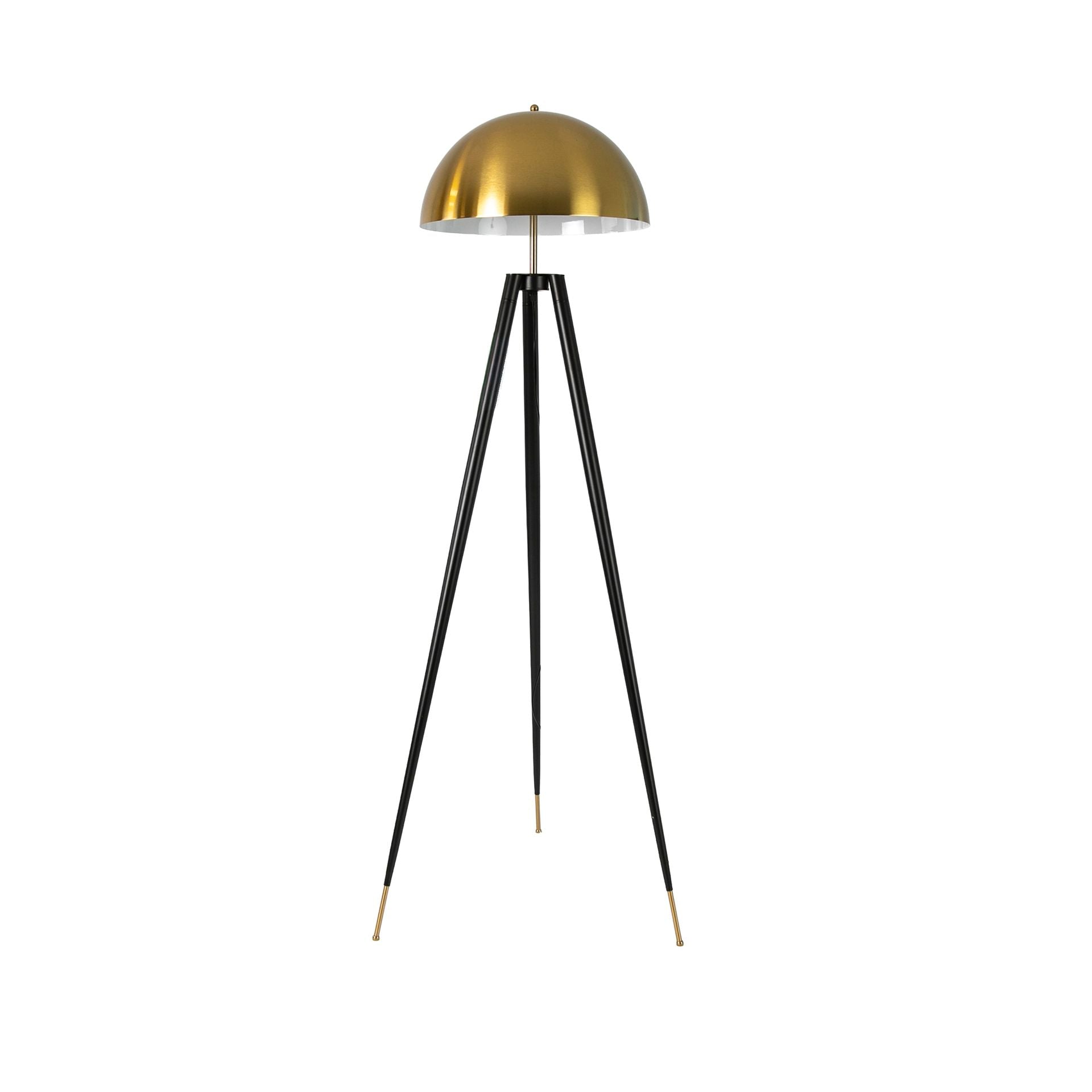 Lampada da terra in acciaio lucido dorato e acciaio nero