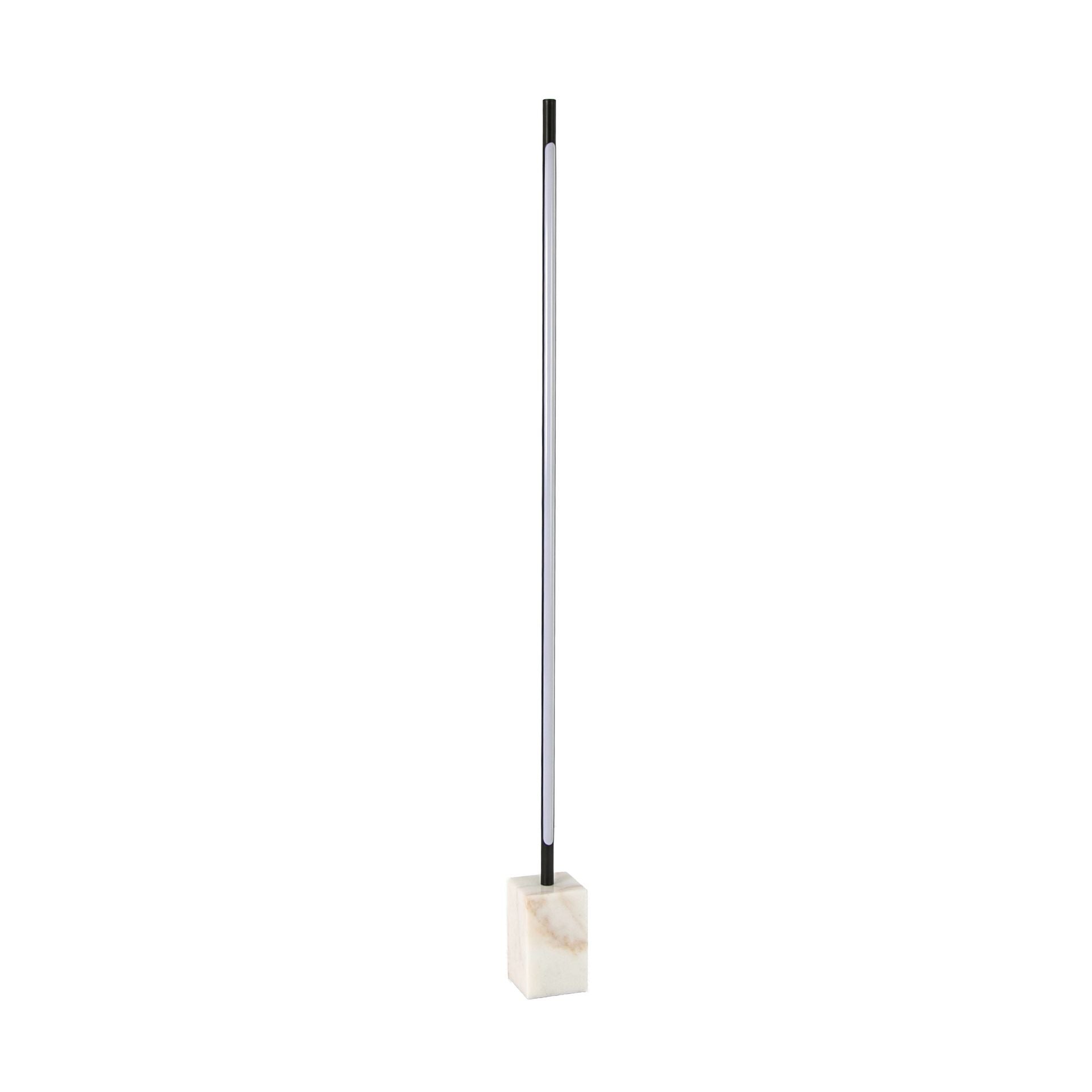 Lampada da terra in acciaio nero con base in marmo porcellanato