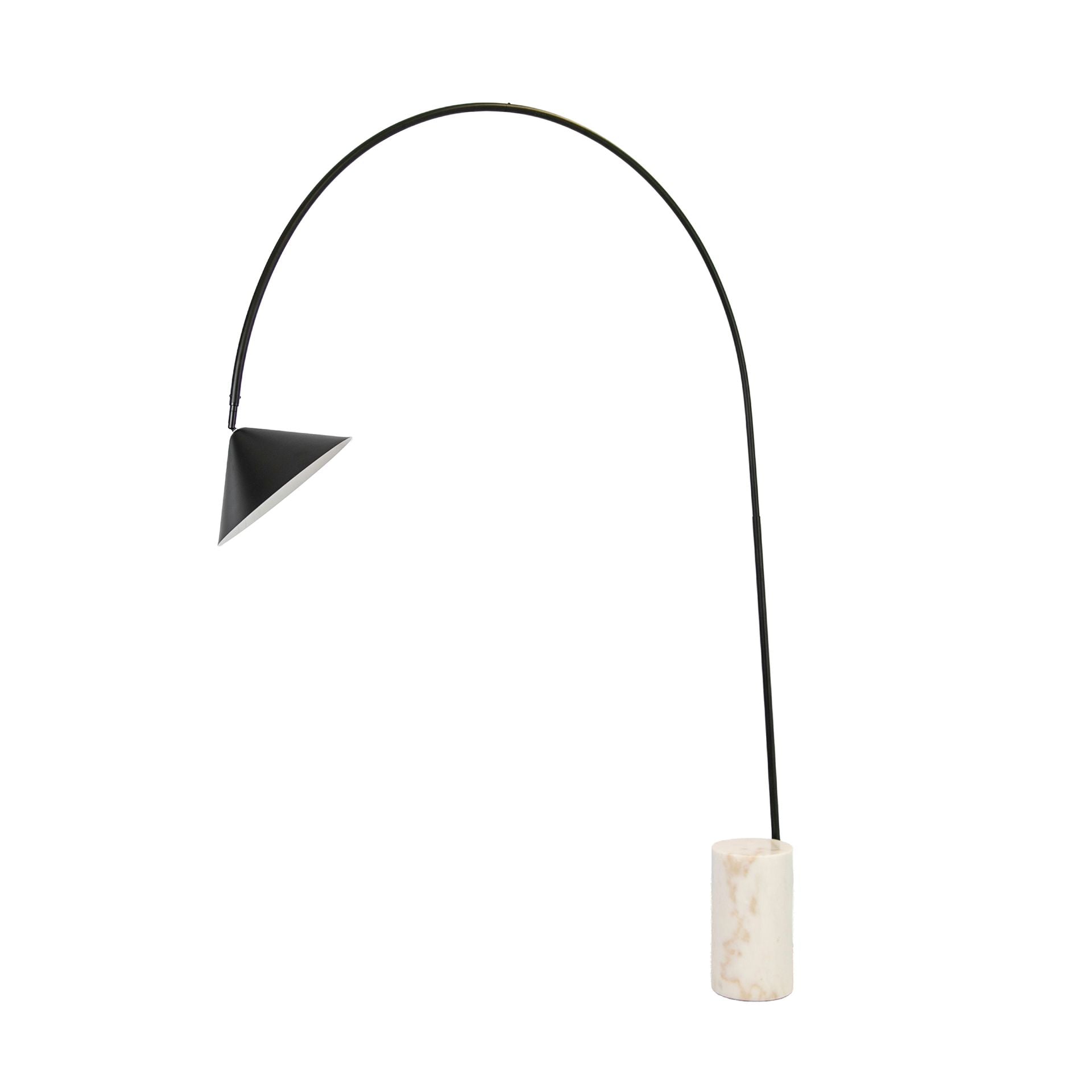 Lampada da terra in acciaio nero con base in marmo porcellanato