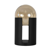 Lampada da tavolo in vetro fumé color ambra e acciaio nero