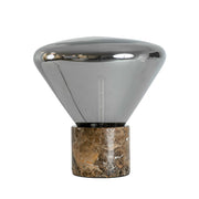 Lampada da tavolo in vetro fumé grigio effetto specchio e marmo porcellanato