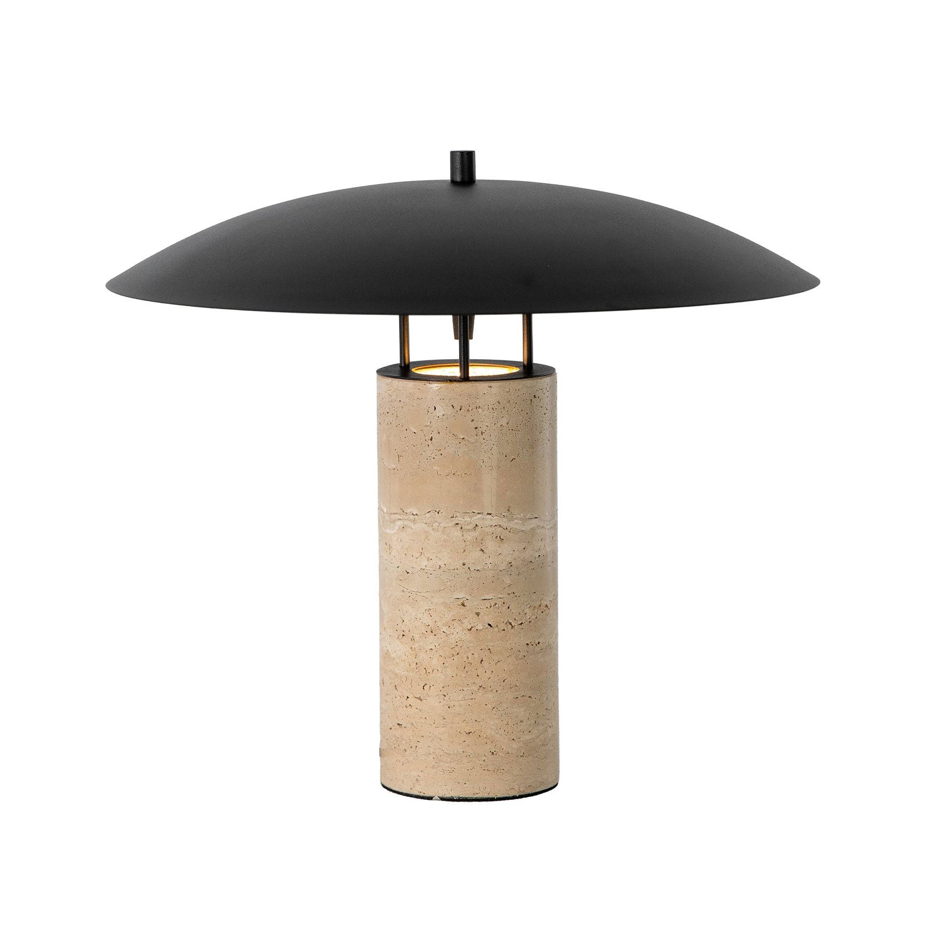 Lampada da tavolo in acciaio nero e marmo porcellanato