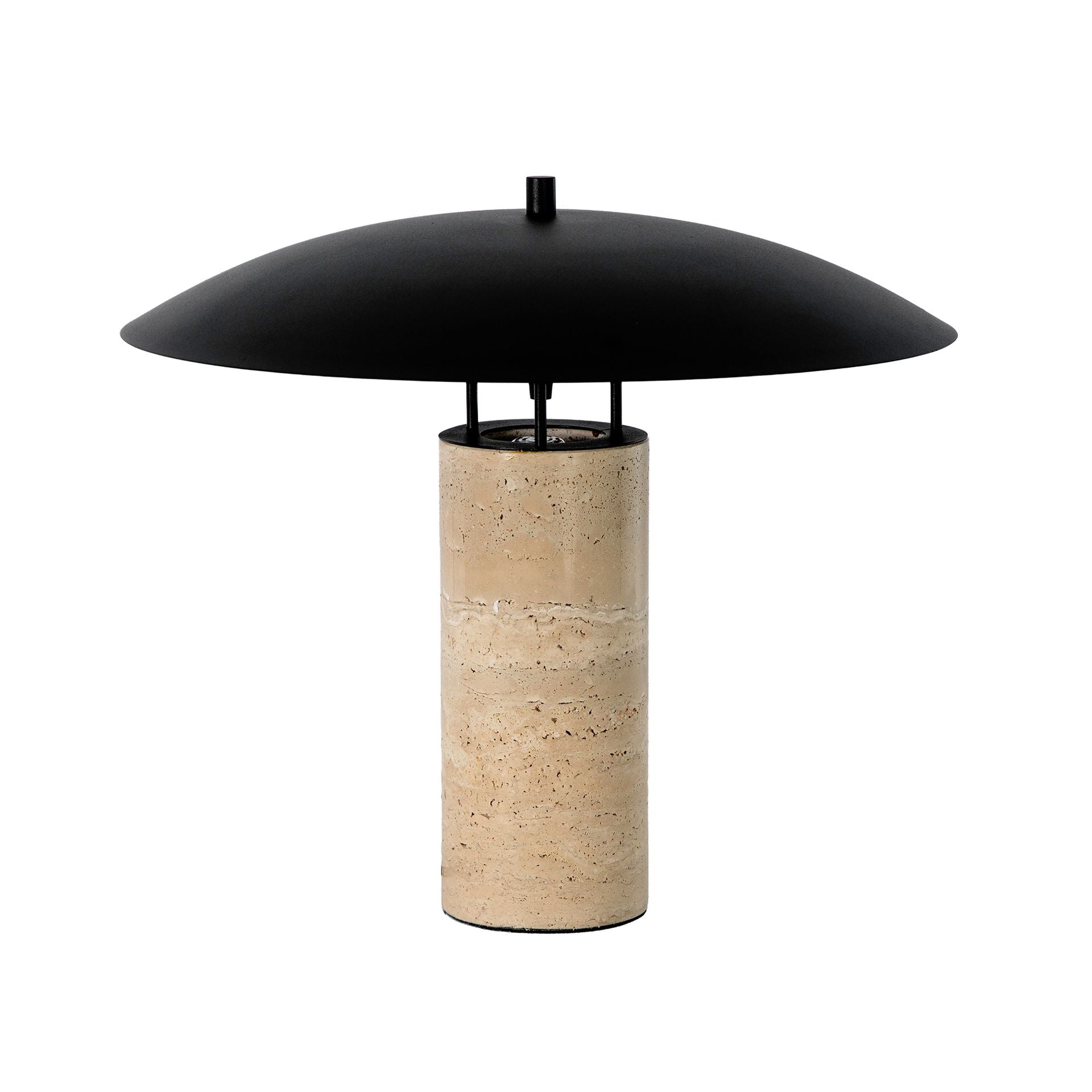 Lampada da tavolo in acciaio nero e marmo porcellanato