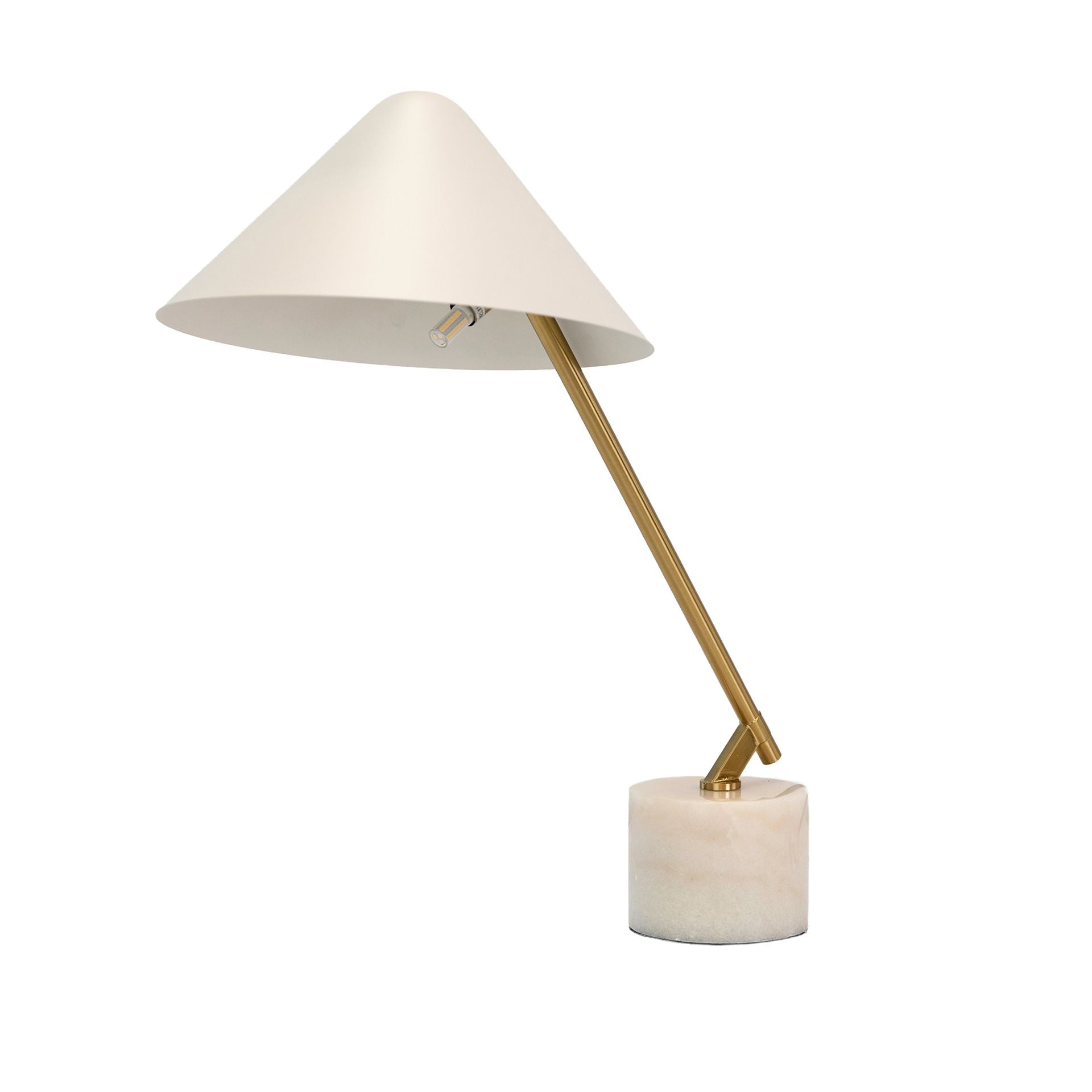 Lampada da tavolo in acciaio bianco e acciaio lucido dorato con base in marmo porcellanato