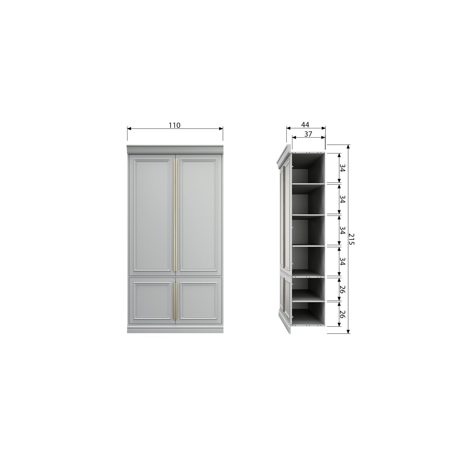 Armadio retrò classico organize bianco h215 x 44cm