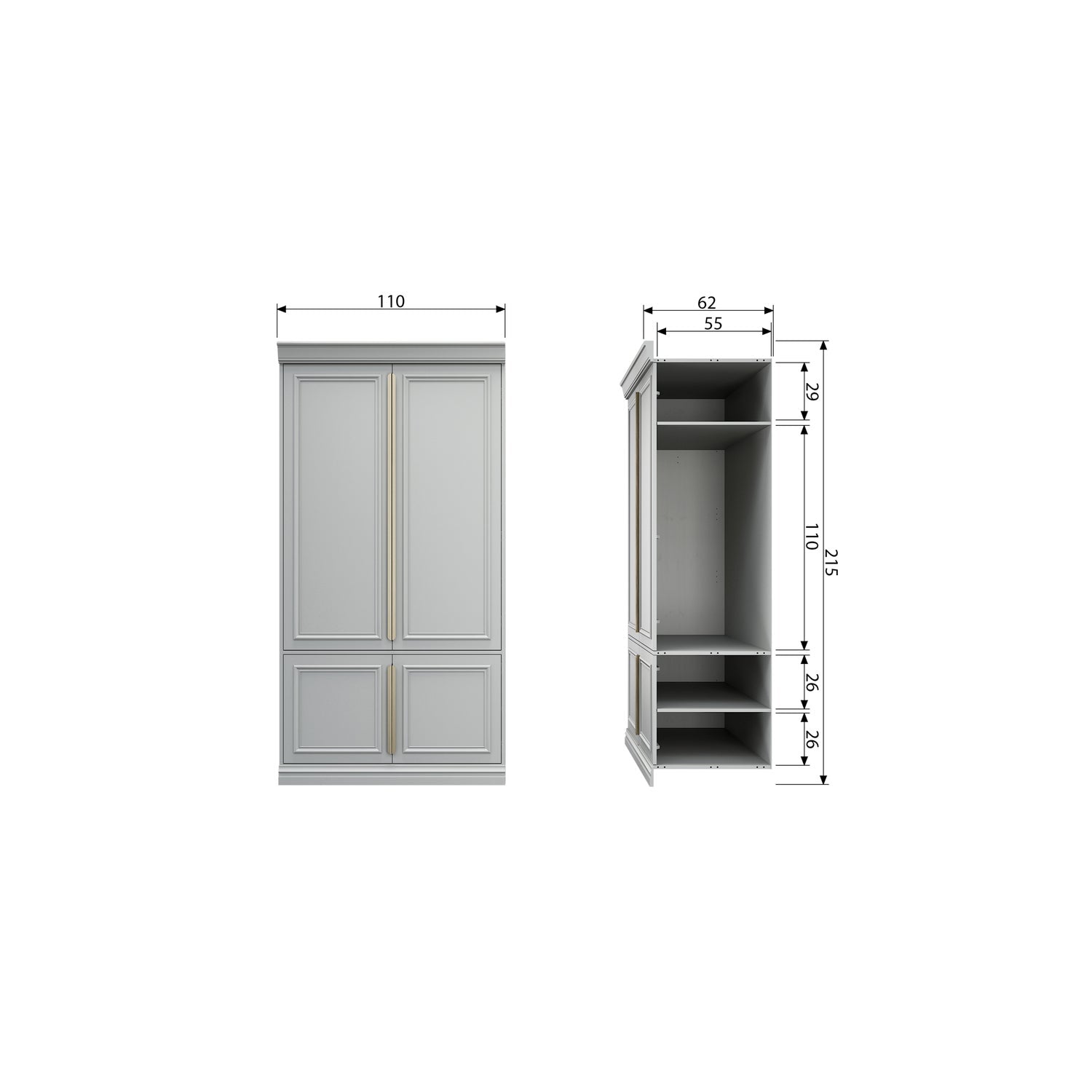 Armadio retrò classico organize bianco h215 x P62cm
