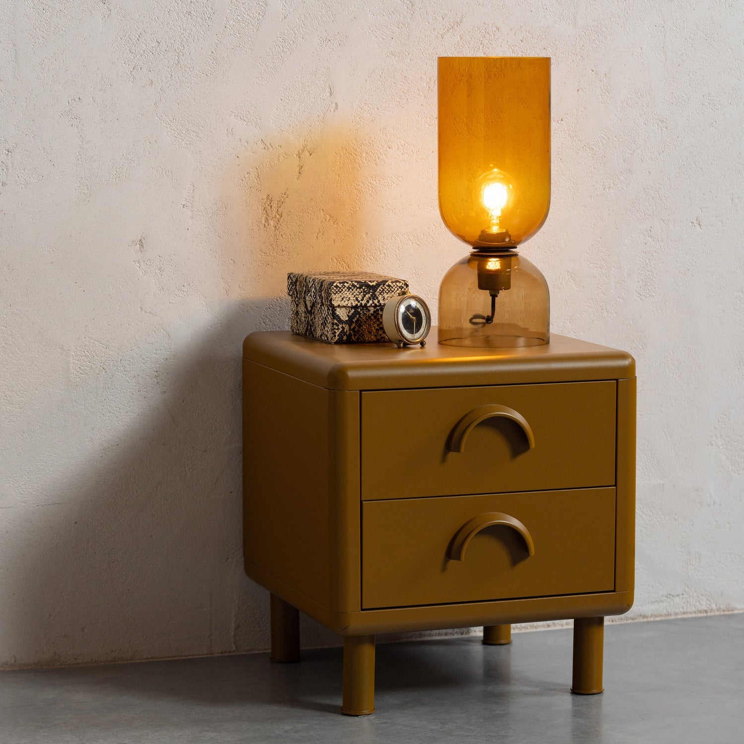 Como' rune 2 cassetti metallo giallo miele