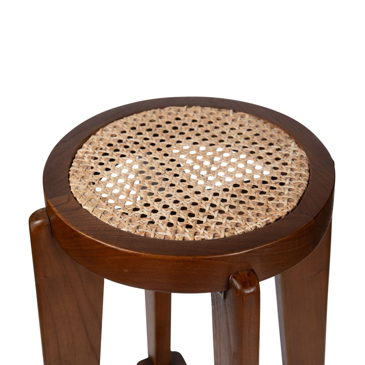 High Bar Stool Cane DT.W.19. H78cm - Dark Brown - Pierre Jeanneret Edition