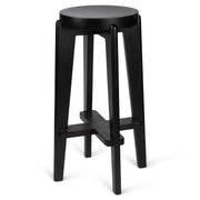 High Bar Stool Wood DT.W.19. H78cm - Charcoal Black - Pierre Jeanneret Edition