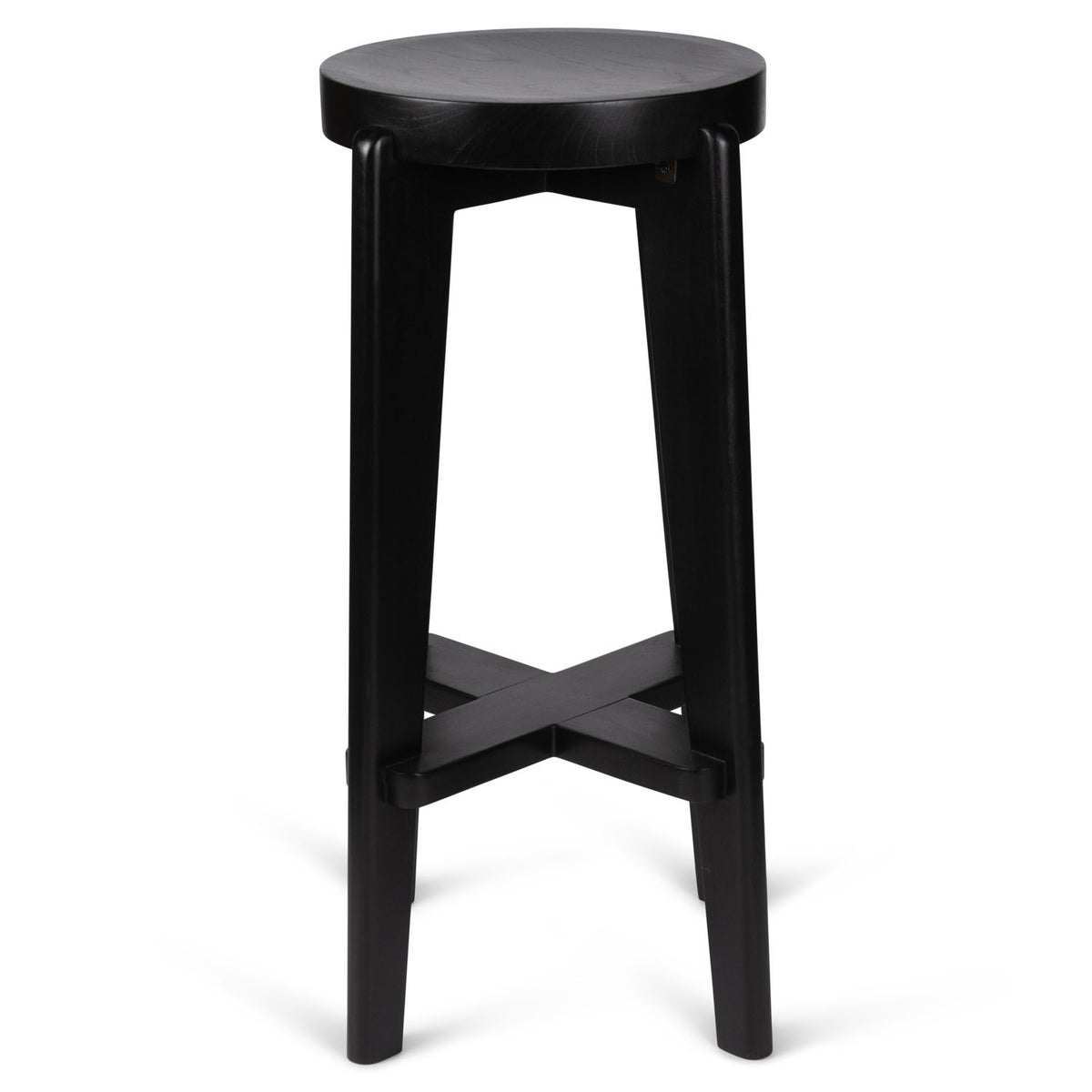 High Bar Stool Wood DT.W.19. H78cm - Charcoal Black - Pierre Jeanneret Edition