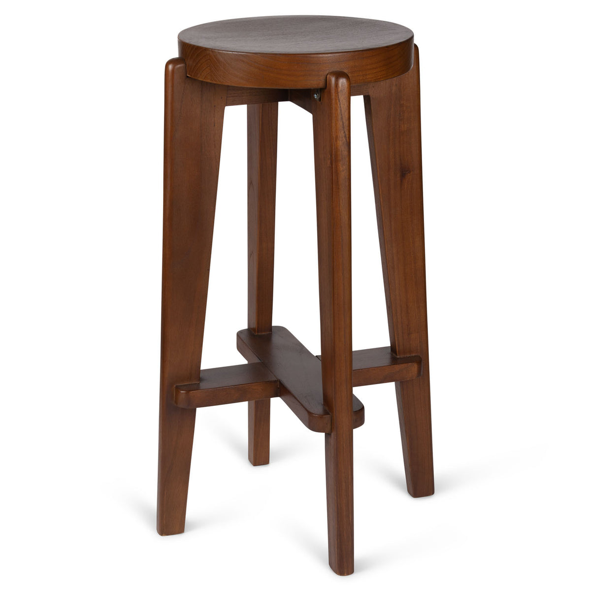 High Bar Stool Wood DT.W.19. H78cm - Dark Brown - Pierre Jeanneret Edition