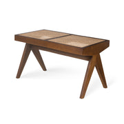Panca in rattan B.T.H. Flats 2 - Dark Brown - Pierre Jeanneret Edition