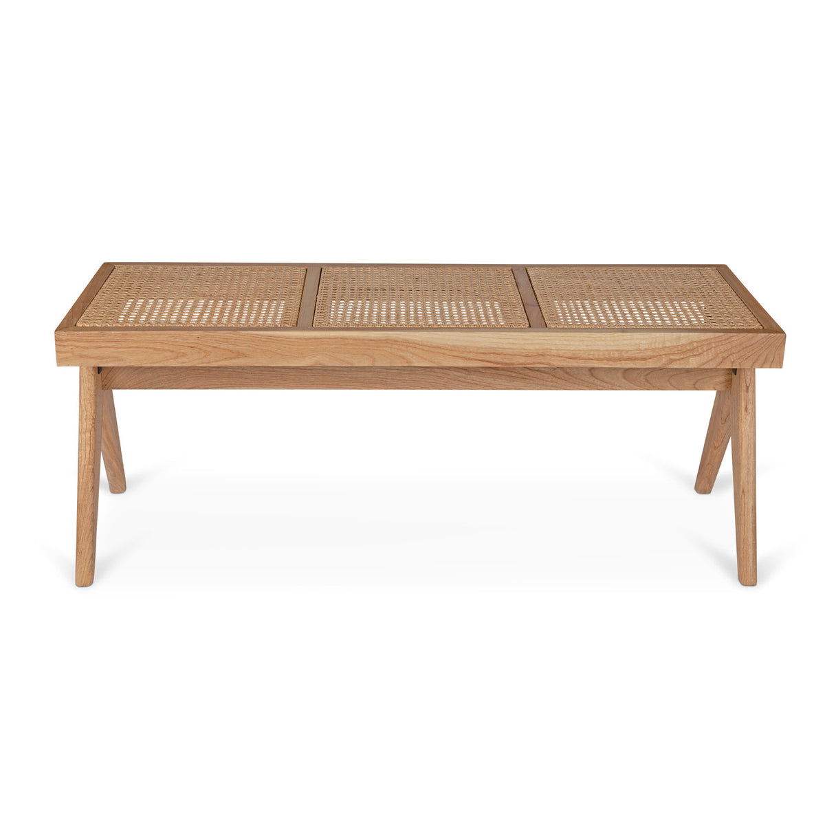 Panca in rattan B.T.H. Flats 3 - Natural - Pierre Jeanneret Edition