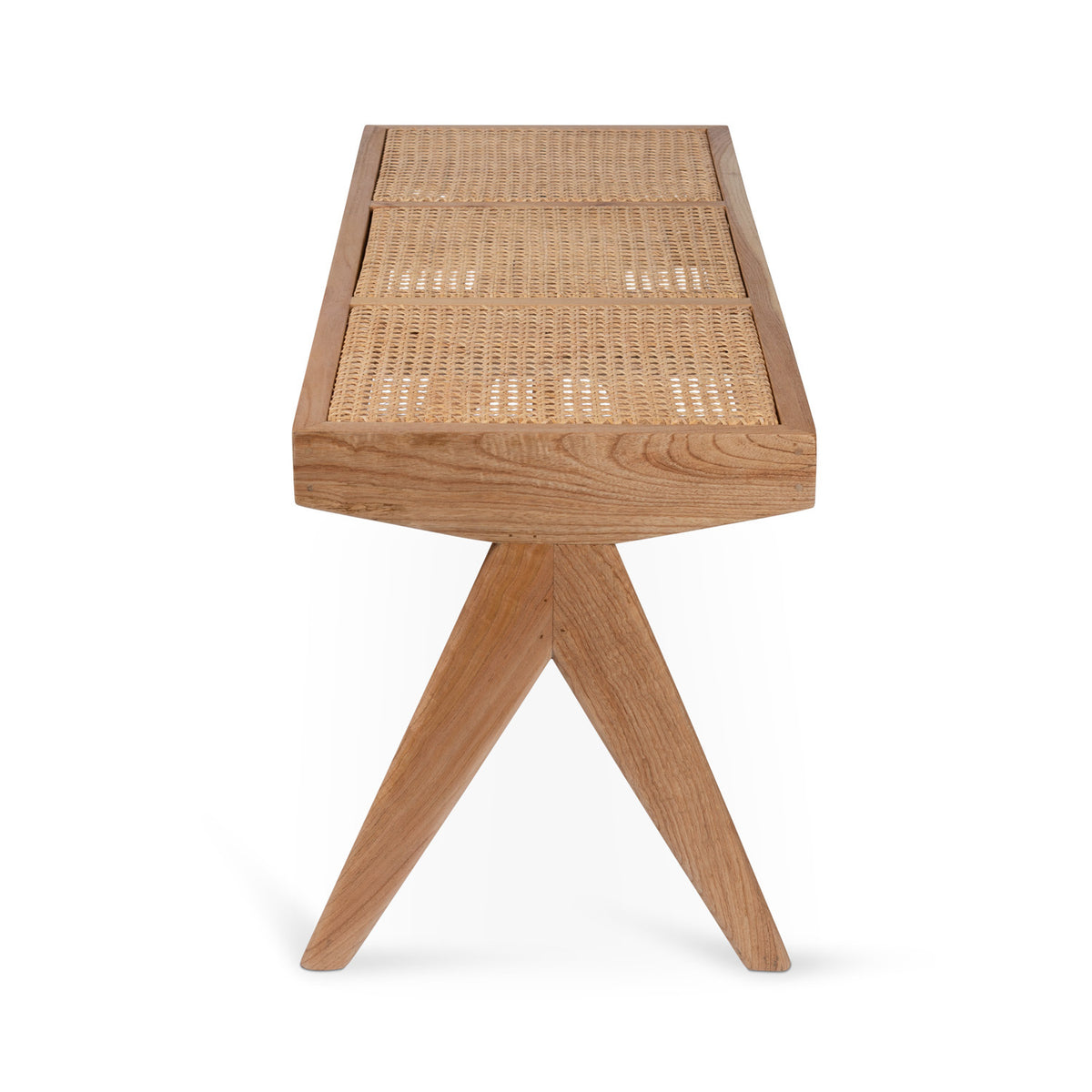 Panca in rattan B.T.H. Flats 3 - Natural - Pierre Jeanneret Edition