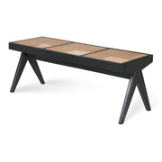 Panca in rattan B.T.H. Flats 3 - Charcoal Black - Pierre Jeanneret Edition