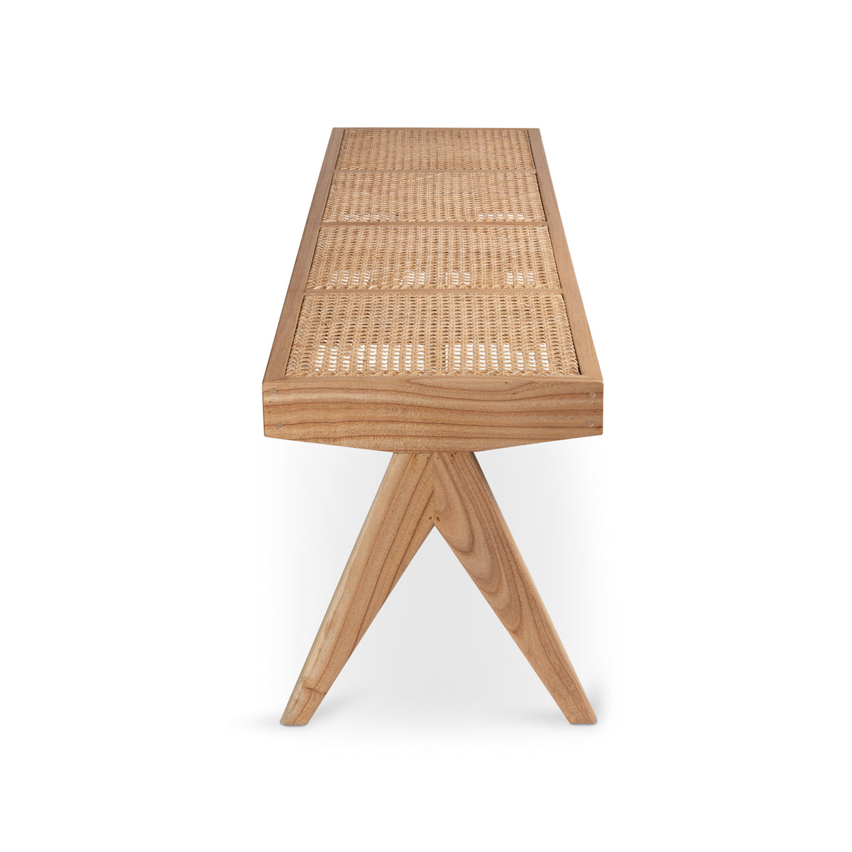 Panca in rattan B.T.H. Flats 4 - Natural - Pierre Jeanneret Edition