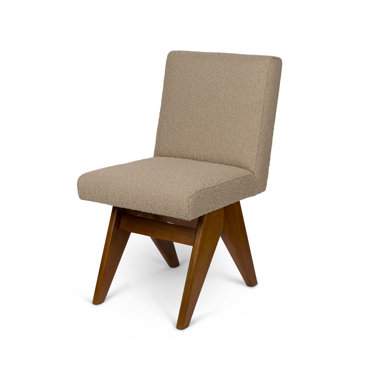 Sedia Dining Sofa Jacques Bouclè Taupe - struttura Dark Brown - Pierre Jeanneret Edition