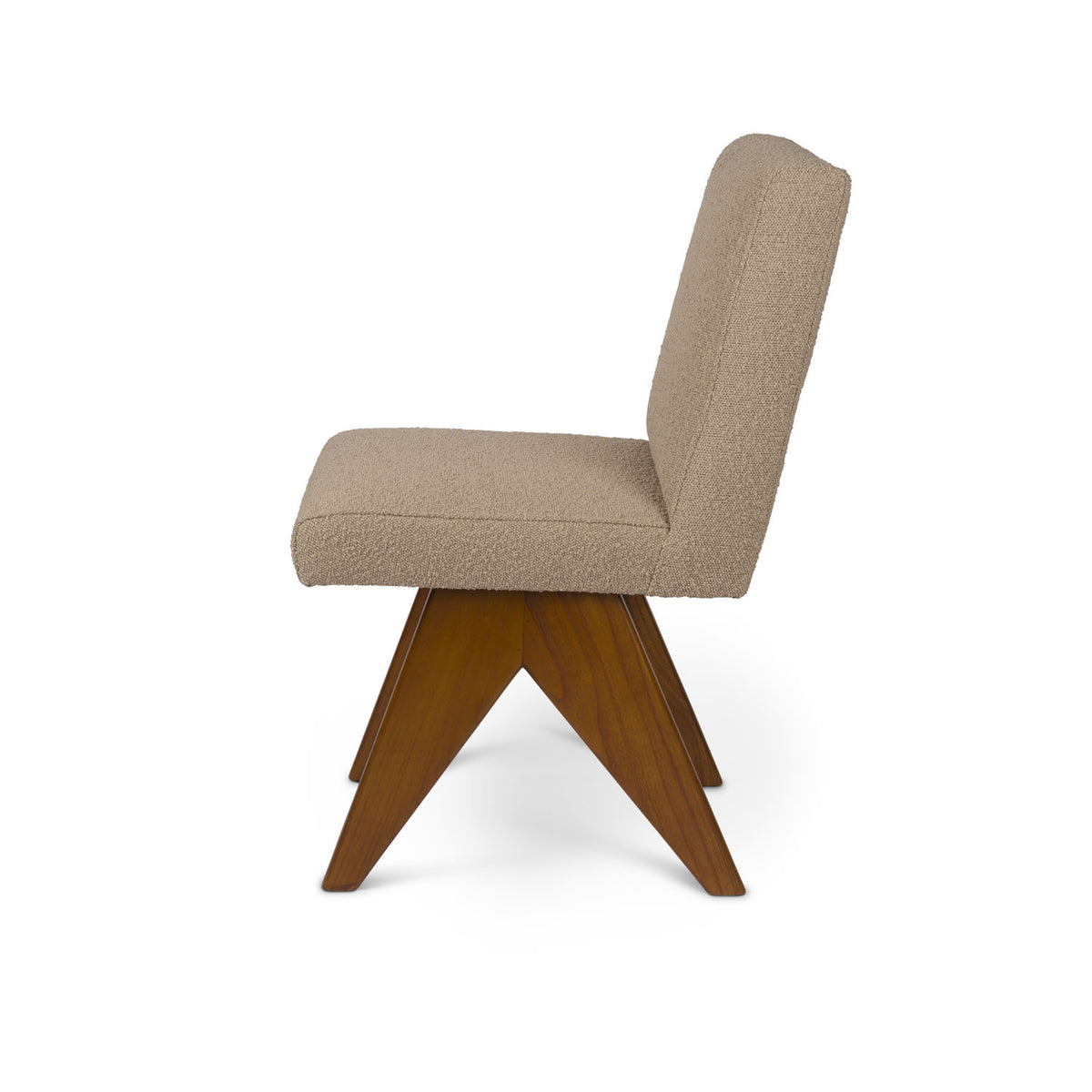 Sedia Dining Sofa Jacques Bouclè Taupe - struttura Dark Brown - Pierre Jeanneret Edition