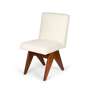 Sedia Dining Sofa Jacques Bouclè Crema - struttura Dark Brown - Pierre Jeanneret Edition