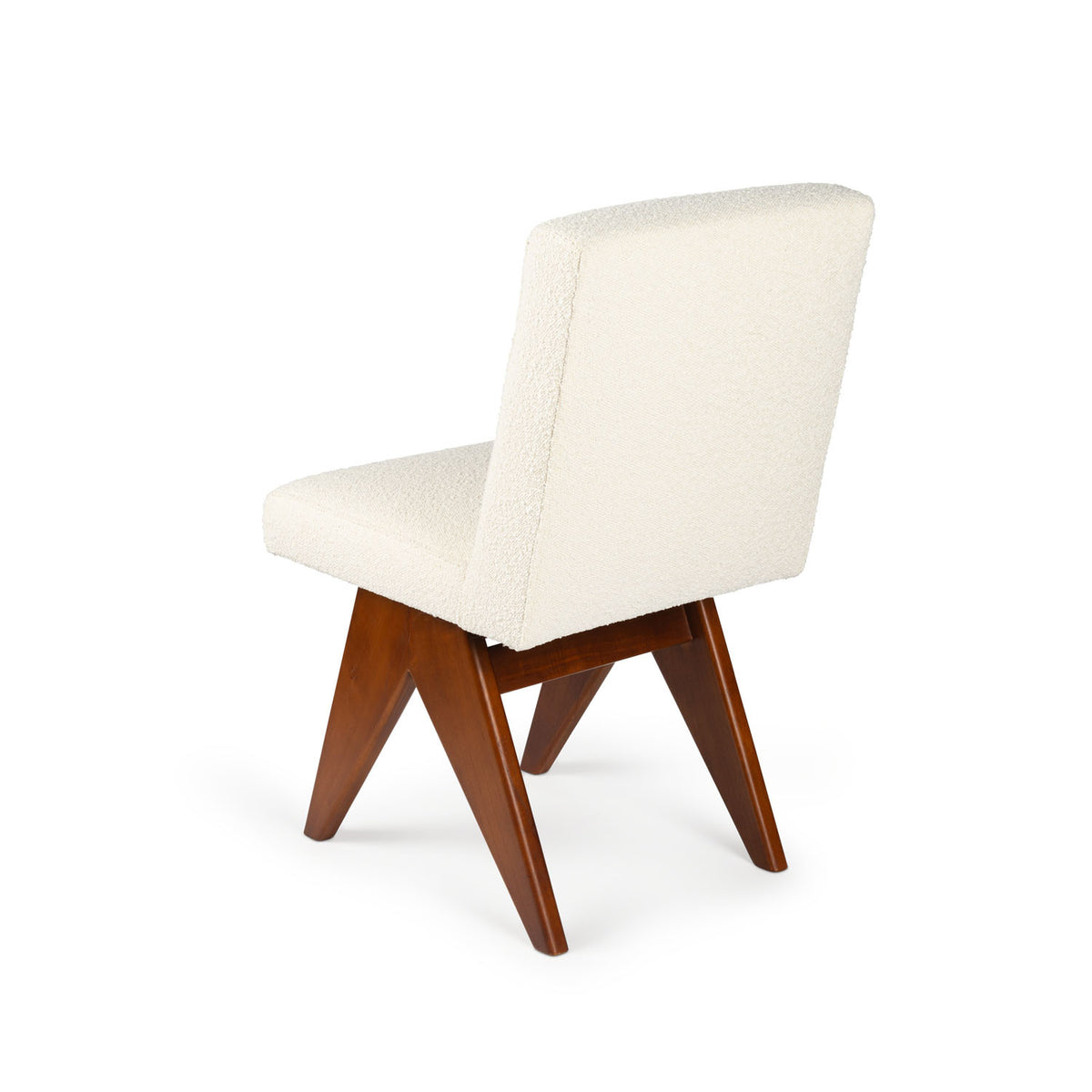 Sedia Dining Sofa Jacques Bouclè Crema - struttura Dark Brown - Pierre Jeanneret Edition