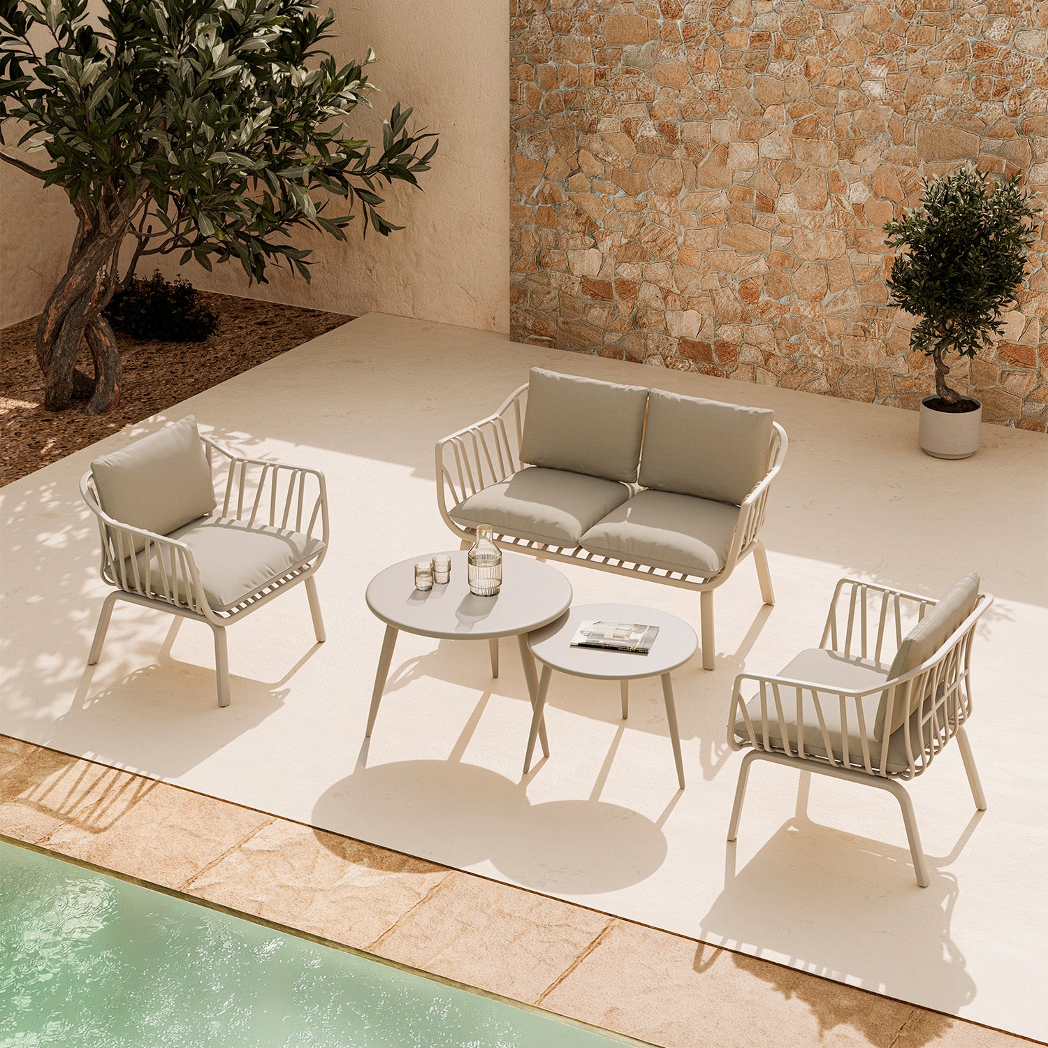 Set da giardino MIKONOS – divano, 2 poltrone e tavolino