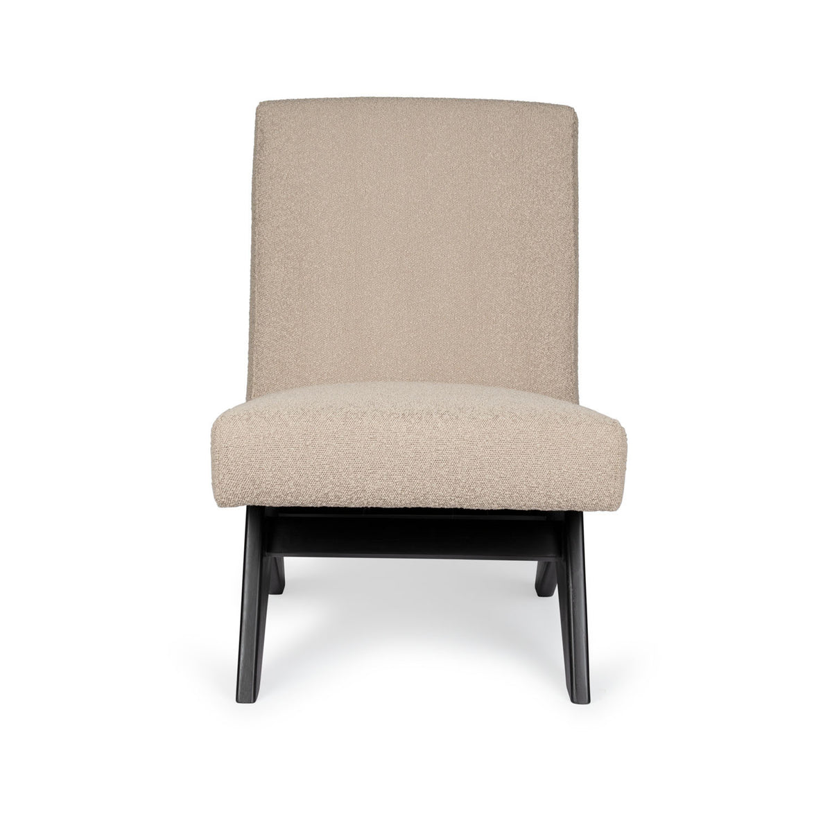 Poltrona Easy Lounge Eugene Armless Bouclè Taupe - struttura Charcoal Black - Pierre Jeanneret Edition