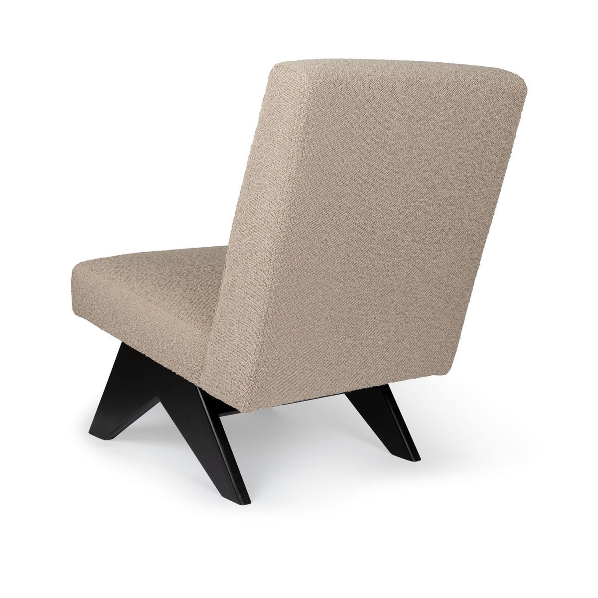 Poltrona Easy Lounge Eugene Armless Bouclè Taupe - struttura Charcoal Black - Pierre Jeanneret Edition