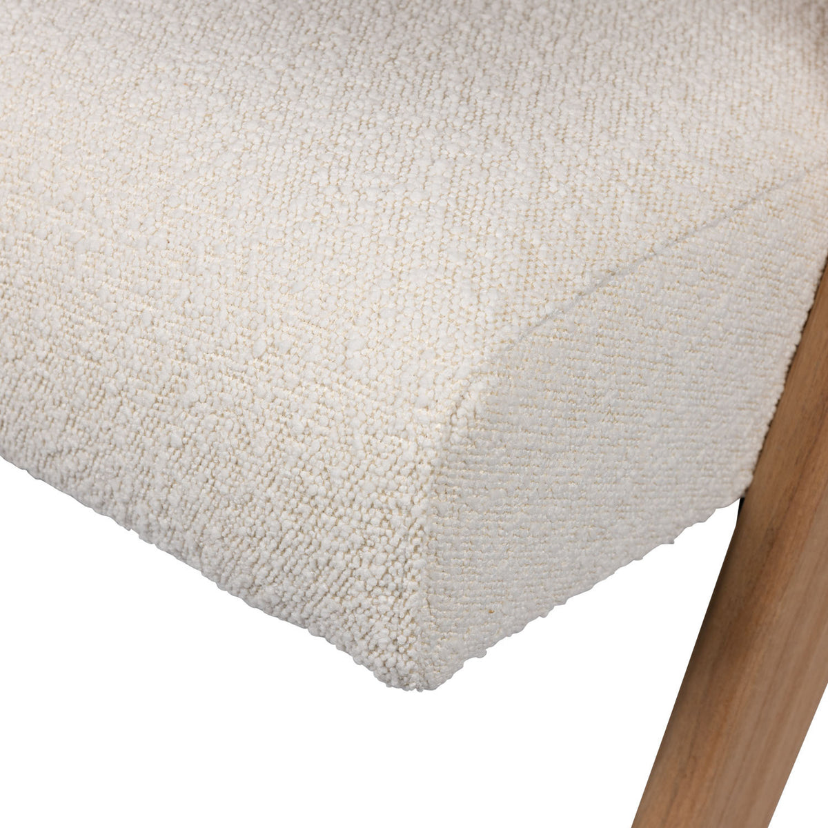 Poltrona Easy Lounge Eugene con braccioli Bouclè Crema - struttura Natural - Pierre Jeanneret Edition