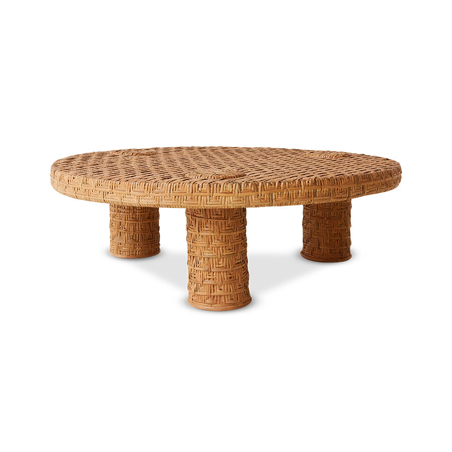 Tavolino da caffè intrecciato in rattan