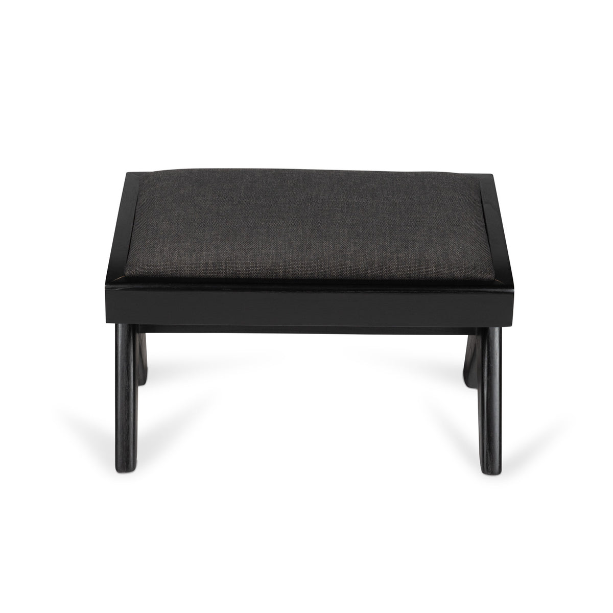 Footstool Kangaroo Imbottito - Charcoal Black - Pierre Jeanneret Edition