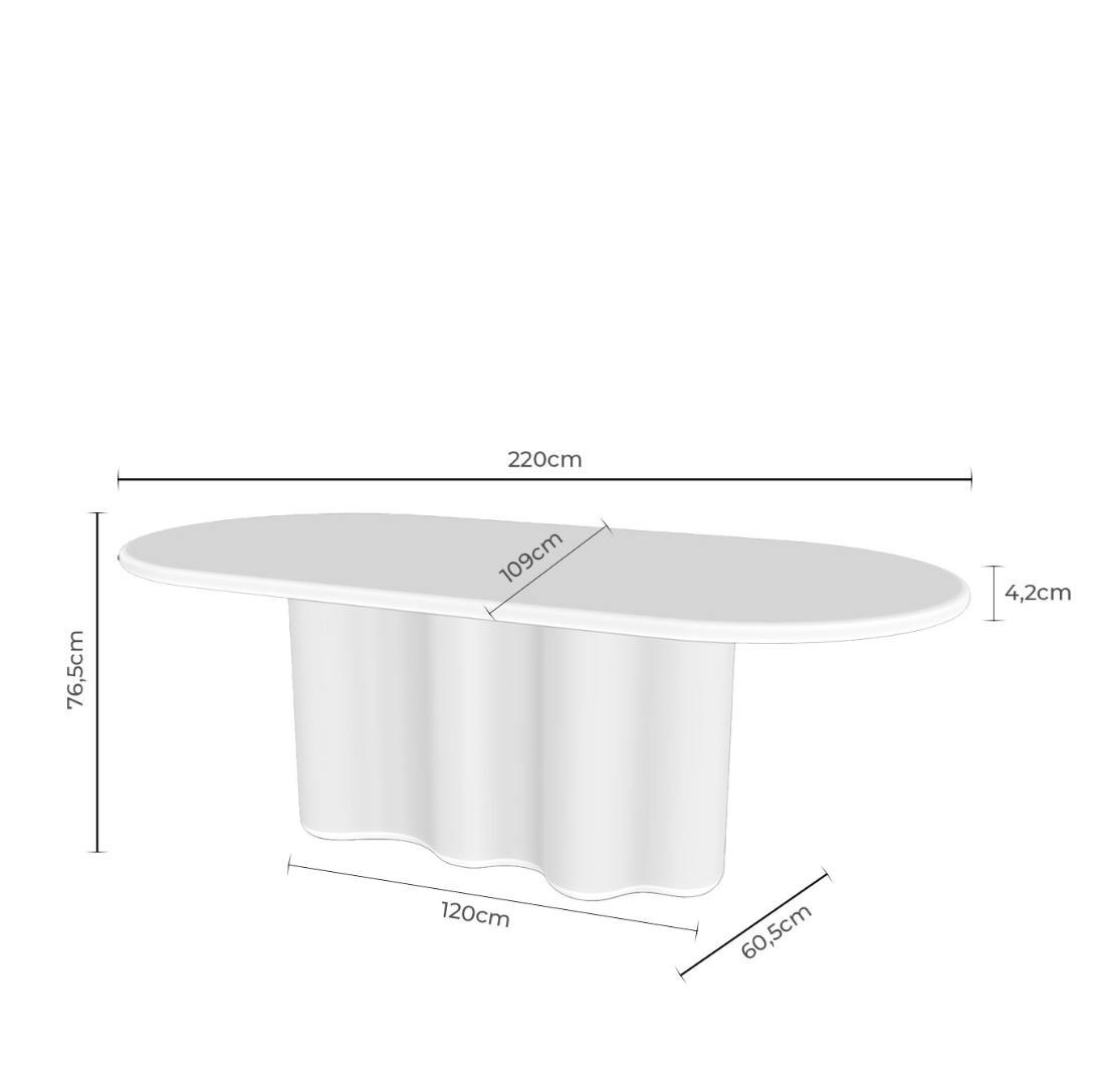 Tavolo LORRAINE 220x109cm in microcemento effetto marmo travertino