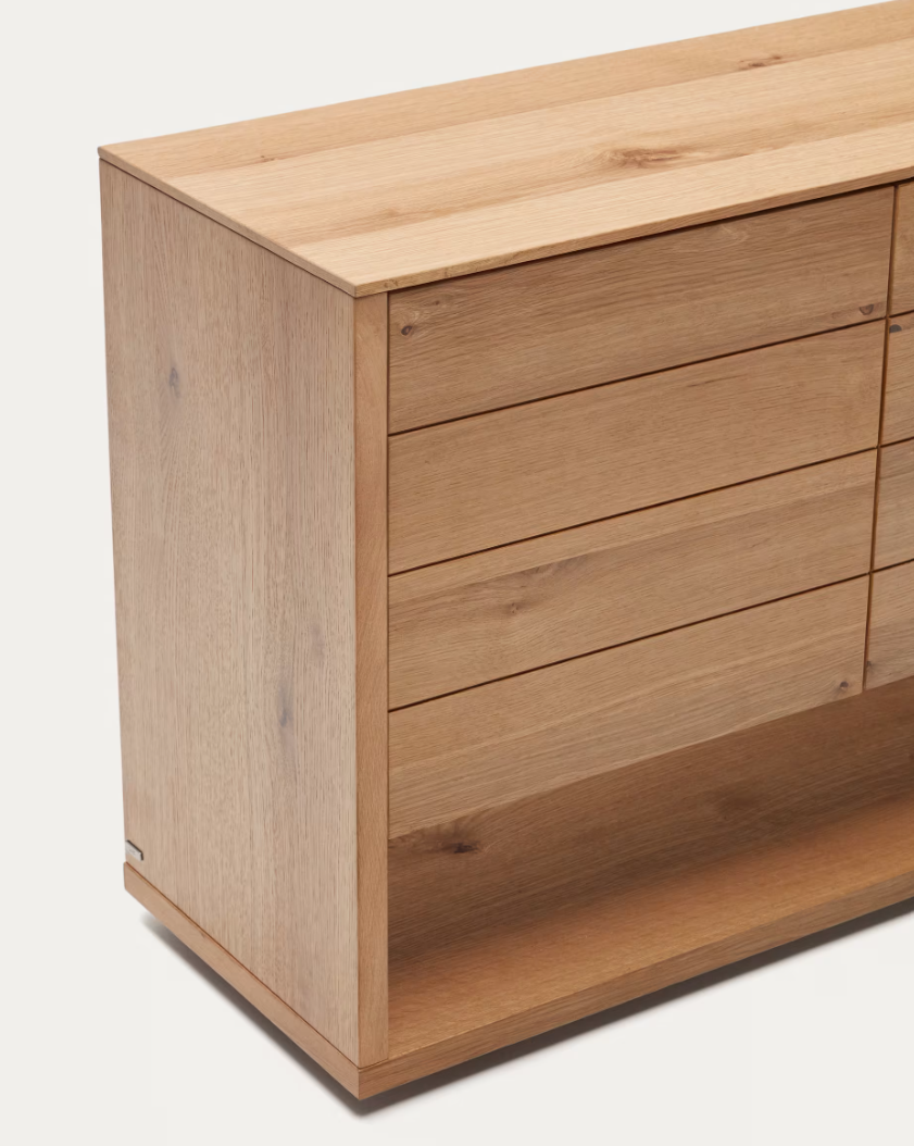 Credenza Alguema 4 ante impiallacciato rovere finitura naturale 200 x 74 cm