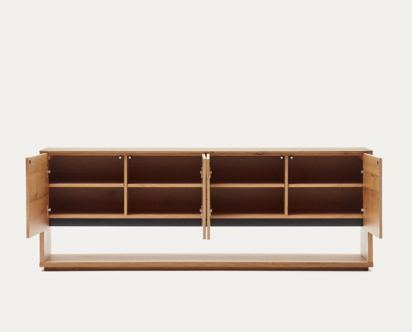 Credenza Alguema 4 ante impiallacciato rovere finitura naturale 200 x 74 cm