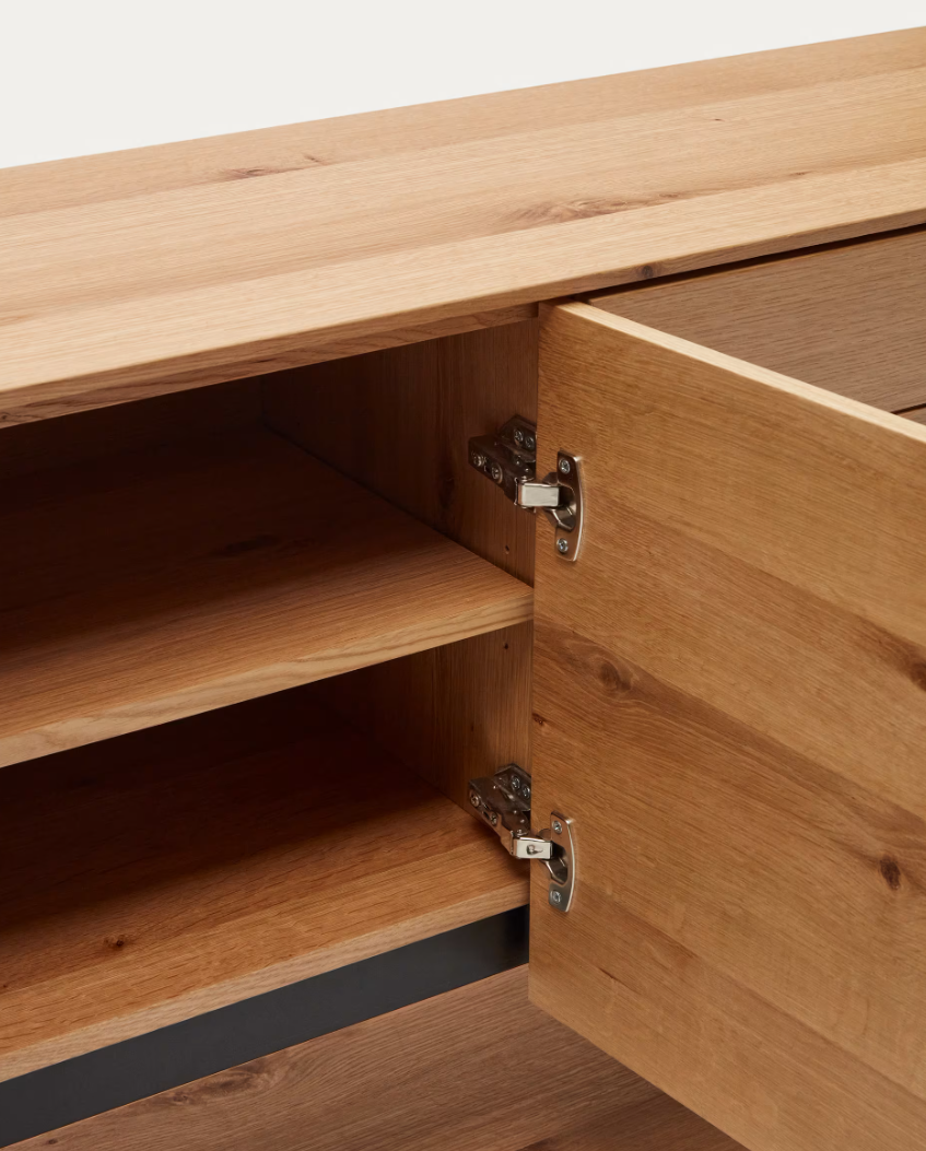 Credenza Alguema 4 ante impiallacciato rovere finitura naturale 200 x 74 cm