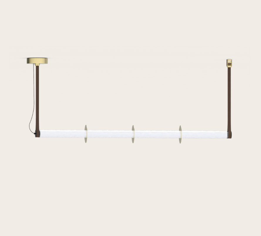 Roseline Pendant - Gold base/ Brown straps