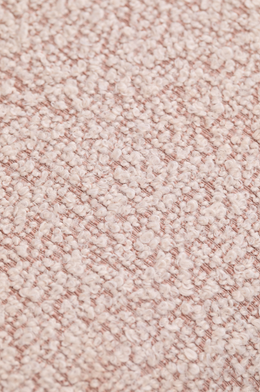 Letto con contenitore ribaltabile in tessuto rosa bouclé Borzensi