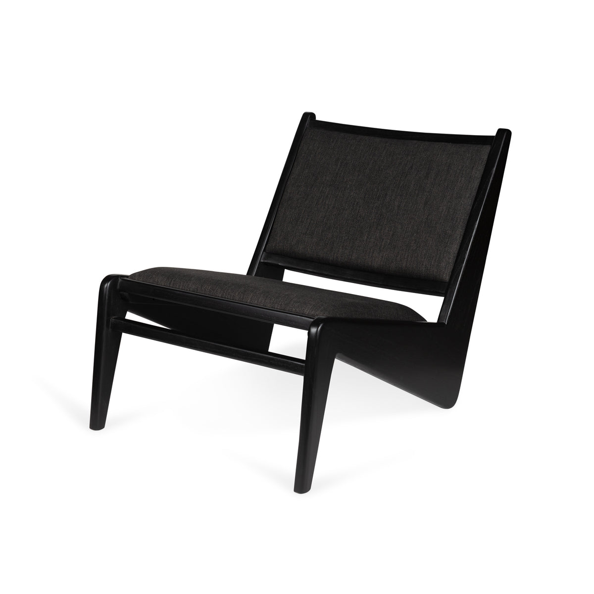Sedia KANGAROO Imbottita - Charcoal Black - Pierre Jeanneret Edition