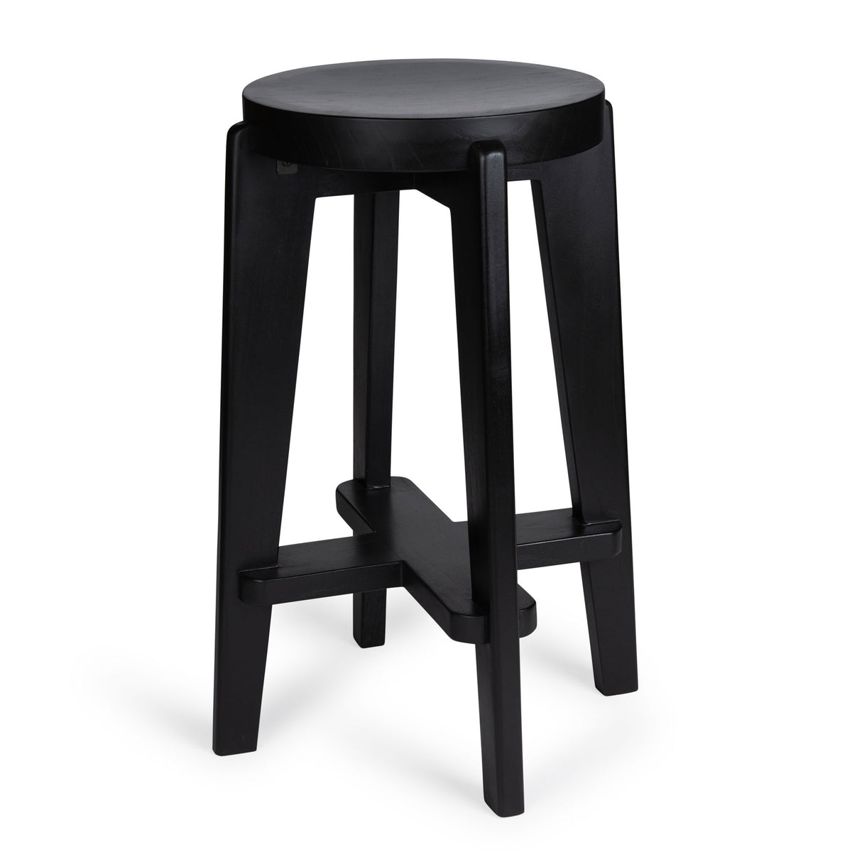 Bar Stool Wood DT.W.19. H68cm - Charcoal Black - Pierre Jeanneret Edition