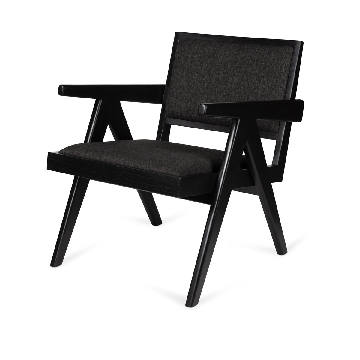 Easy Lounge Chair Jean Imbottita - Charcoal Black - Pierre Jeanneret Edition