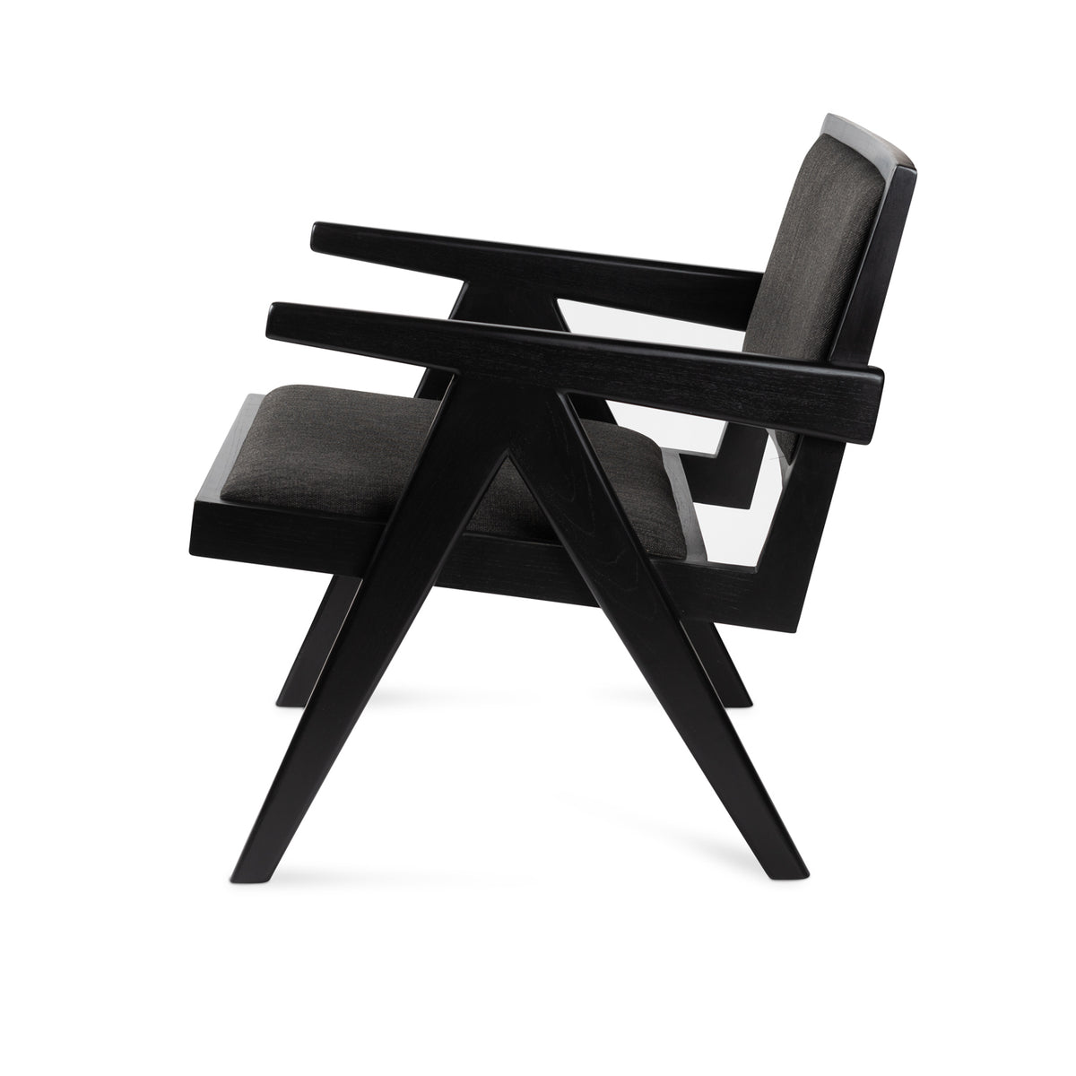 Easy Lounge Chair Jean Imbottita - Charcoal Black - Pierre Jeanneret Edition