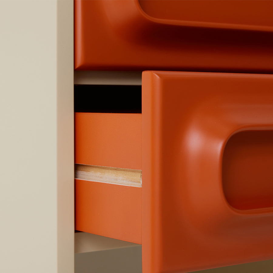 Comodino Space, arancio/crema