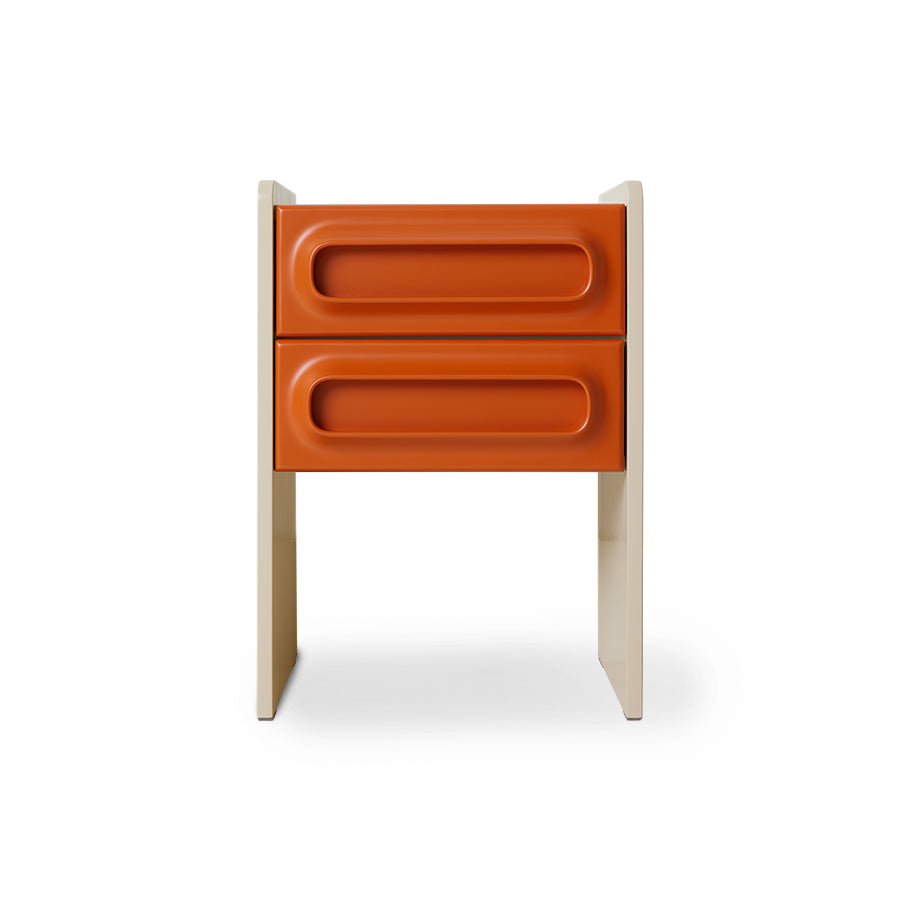 Comodino Space, arancio/crema