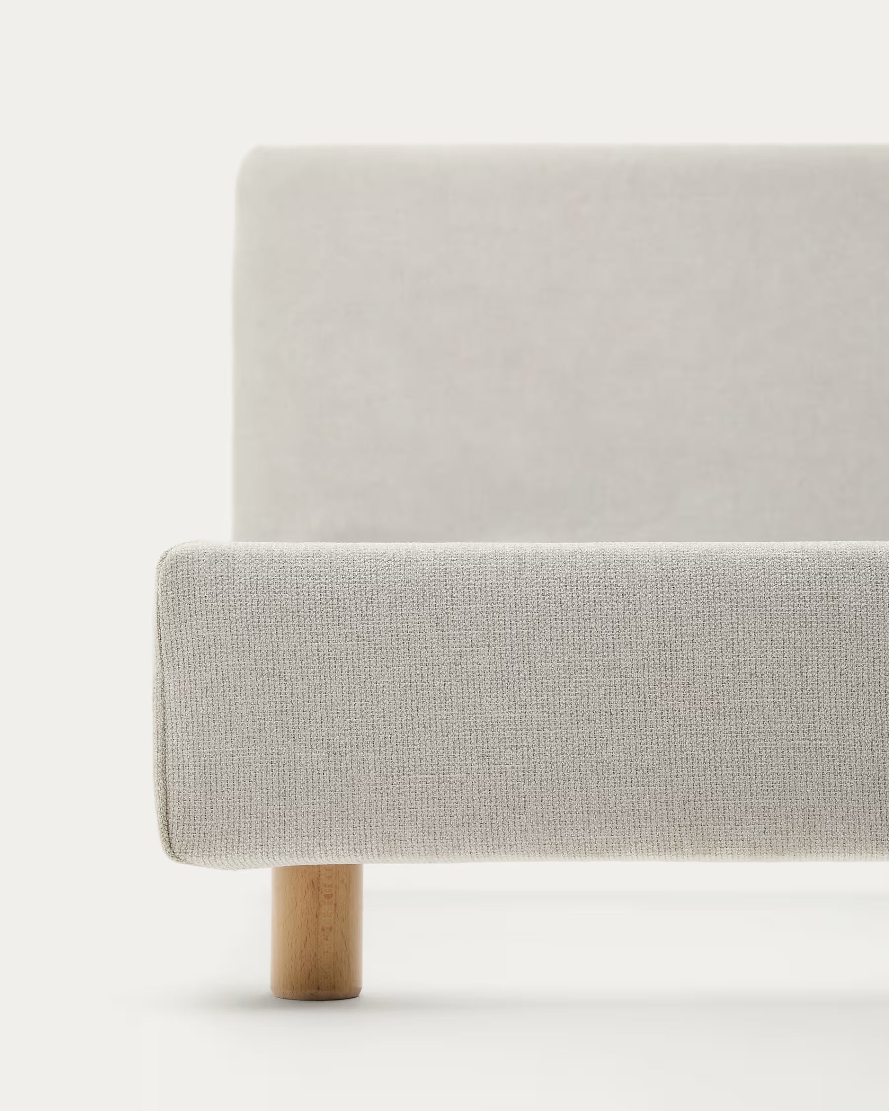 Valma chenille pearl upholstered bed with solid beech wood legs for 160 x 200 cm mattress