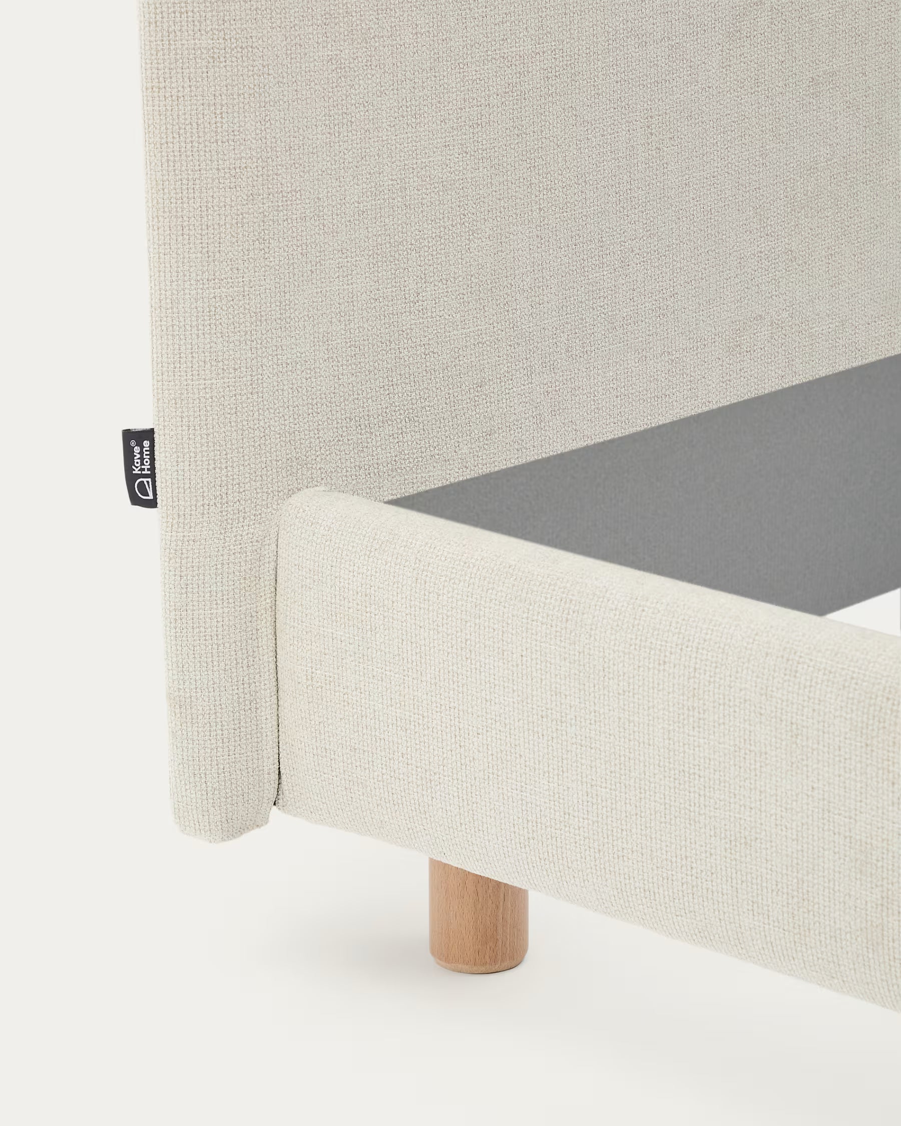 Valma chenille pearl upholstered bed with solid beech wood legs for 160 x 200 cm mattress