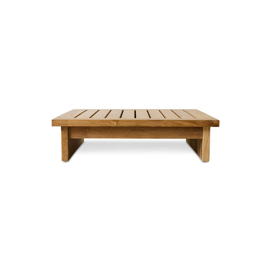 Pouf da esterno in teak, stracciatella