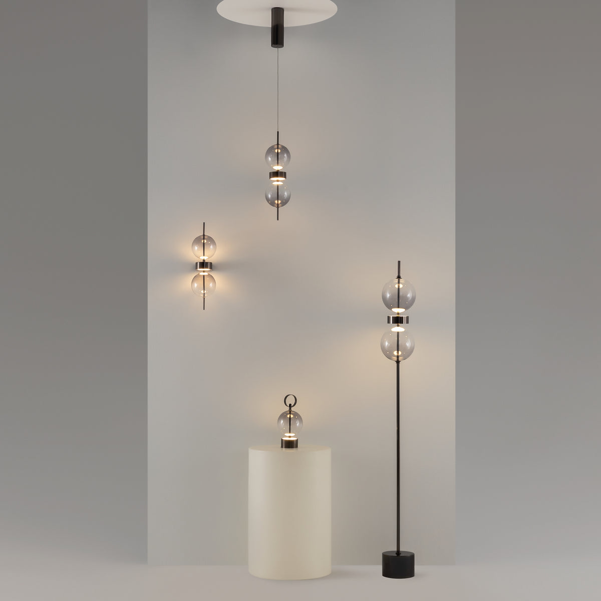 Lampada da tavolo ricaricabile Double Moon - Maytoni - Nero - MOD478RL-L3B3K
