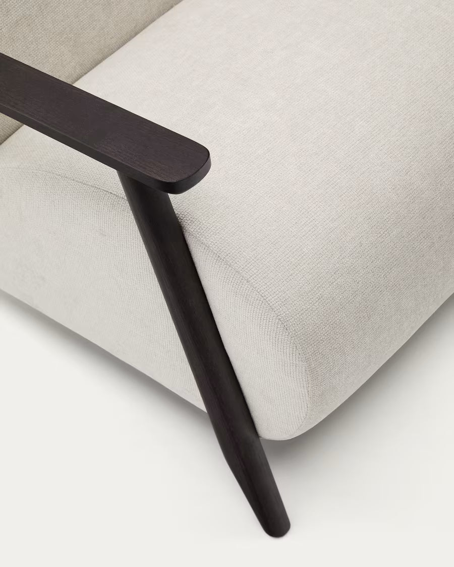 MEG armchair in beige corduroy and wenge wood